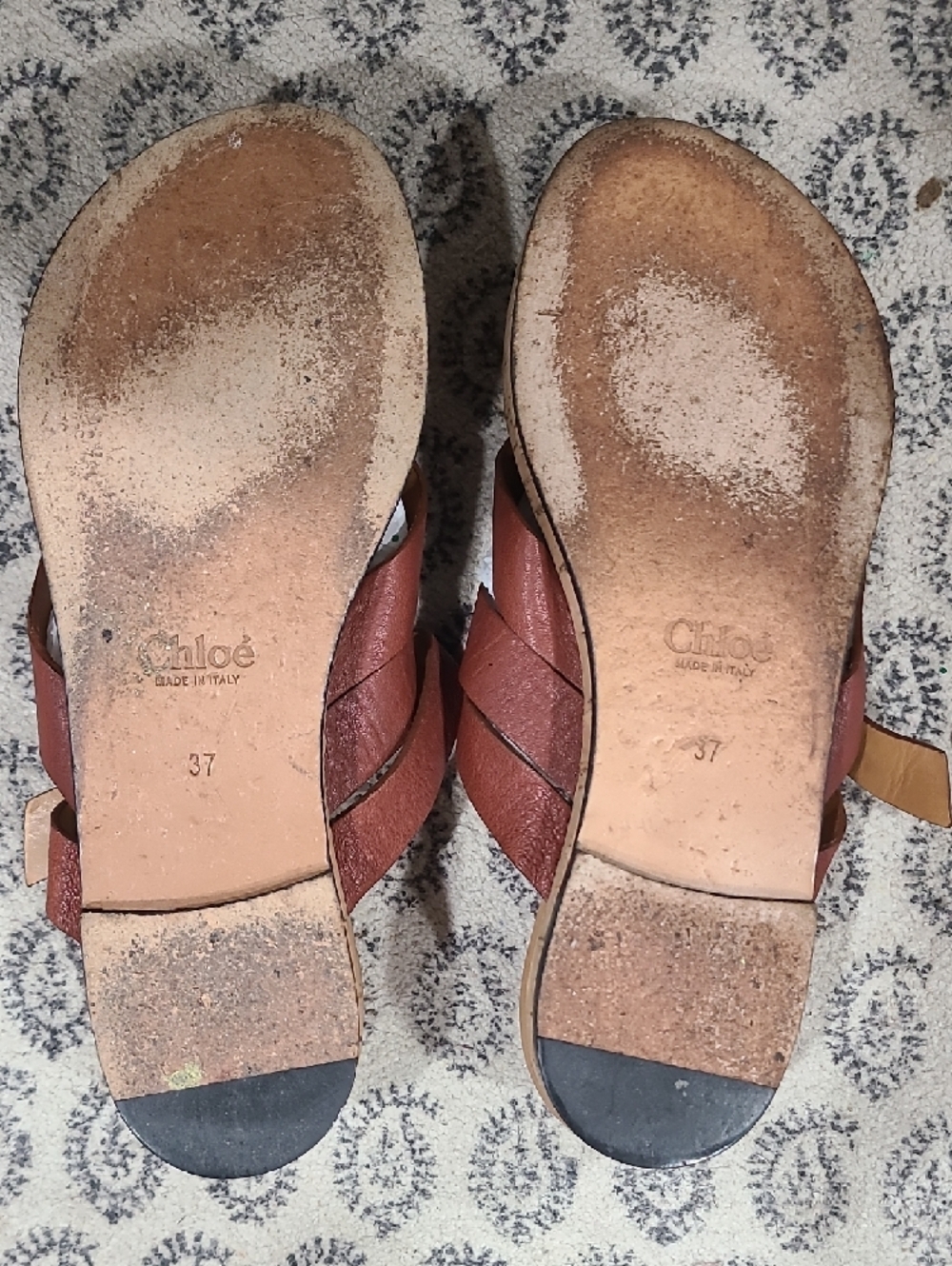 Chloe Brown Leather Crisscross Slide Sandals Size 6.5 US - Picture 6 of 8
